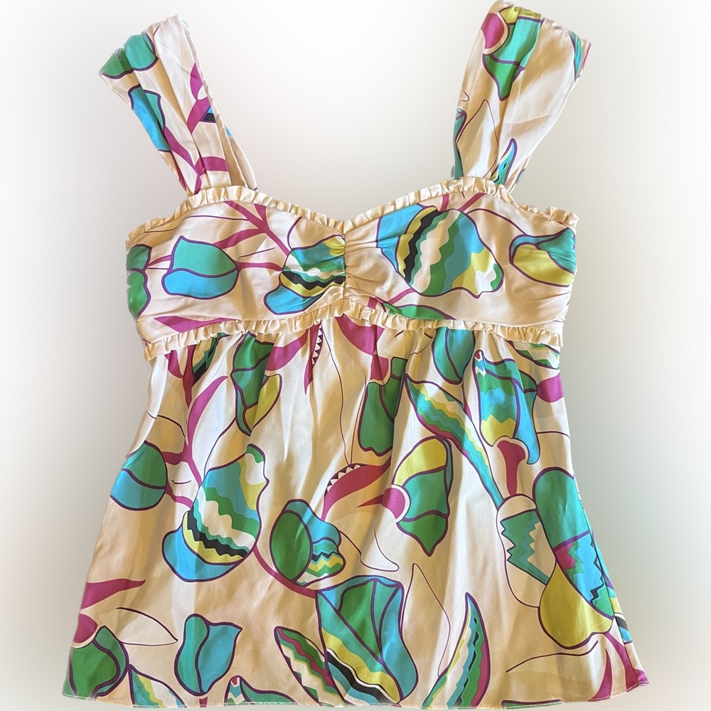 Marc Jacobs multi colored silk floral sleeveless top. Size 4